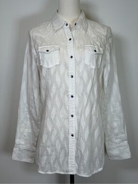 Ariat | White-On-White Pattern Western Shirt 100% Cotton Women’s Size Medium